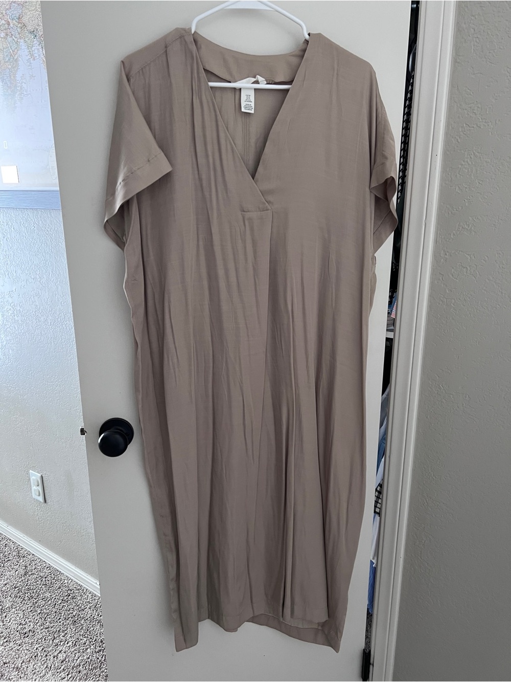 H&M V-Neck Tan Midi Dress